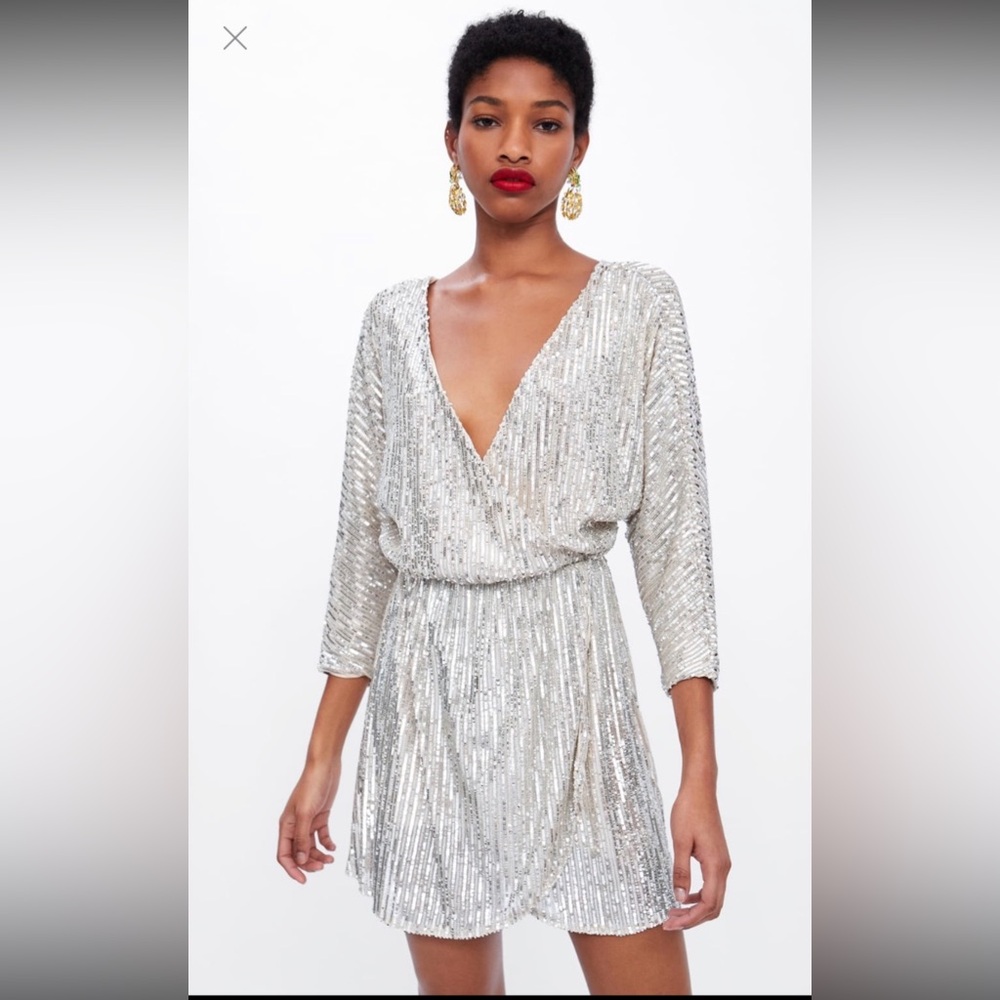 Zara Sequin Wrap Dress